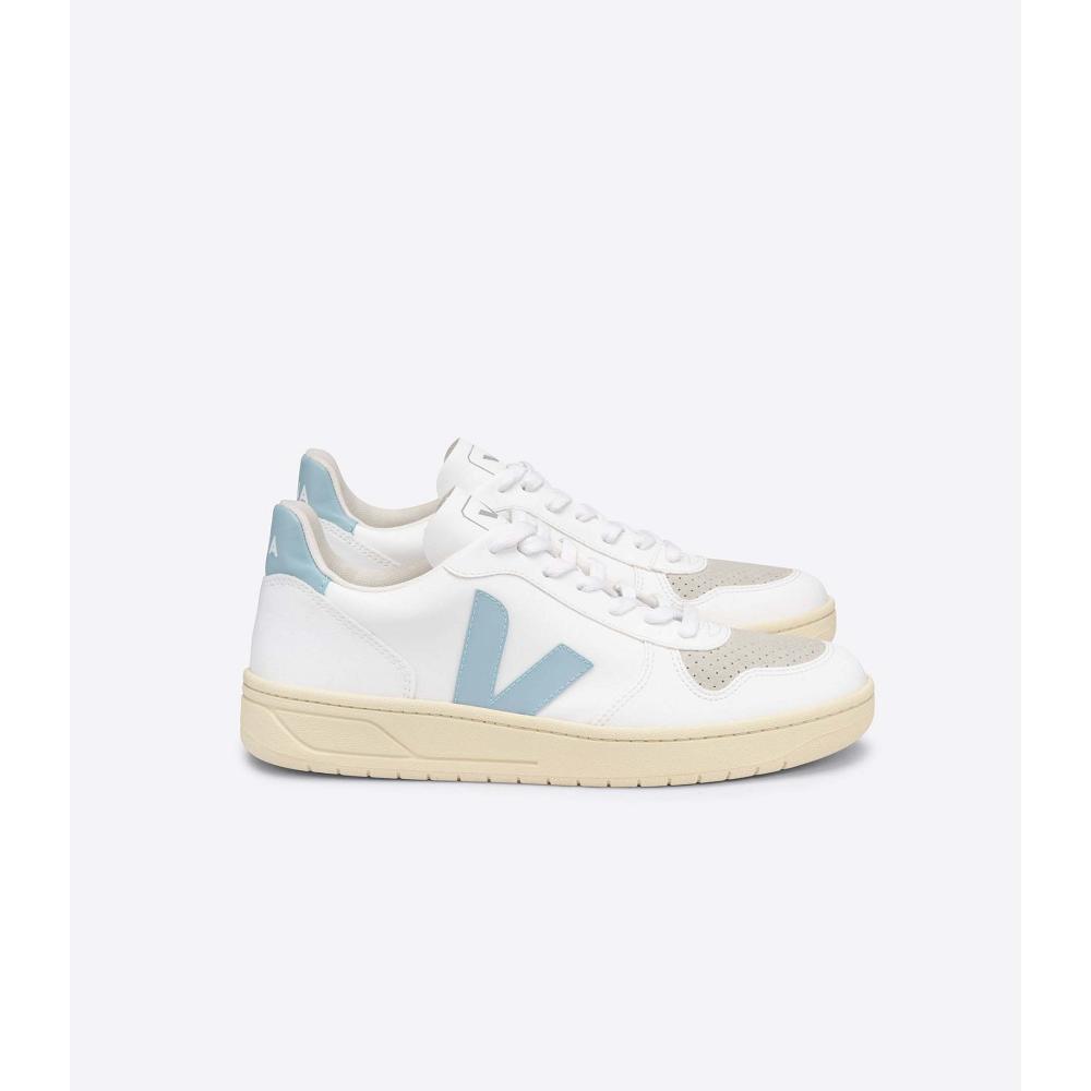 Women\'s Veja V-10 CWL Shoes White/Turquoise | SG 579YXF